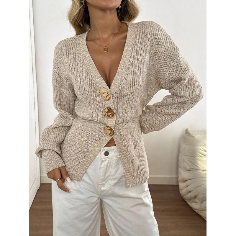 V-Neck Knit Cardigan