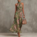 Pleated Mesh Slip Dress