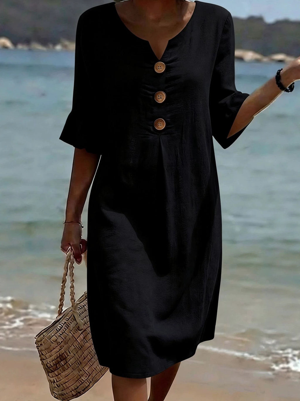 Women's Button-Sleeve Dress