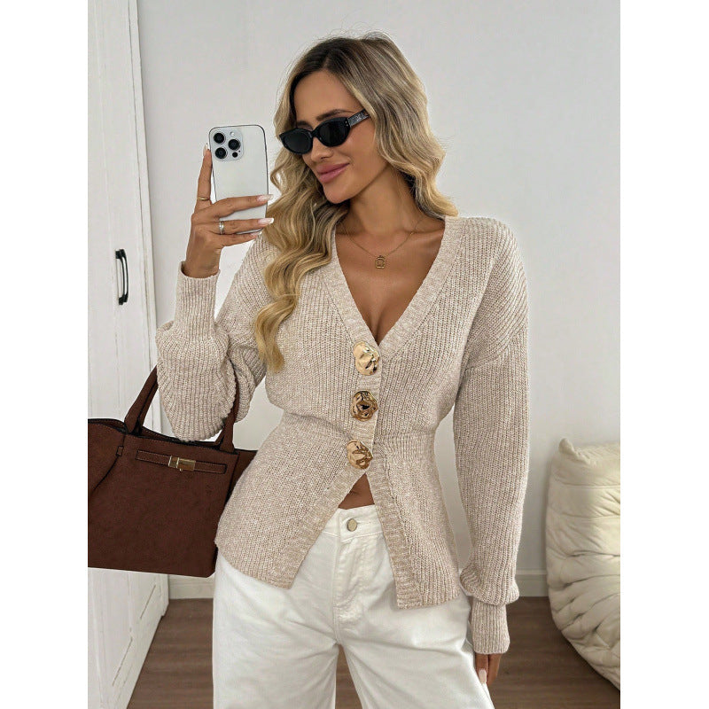 V-Neck Knit Cardigan