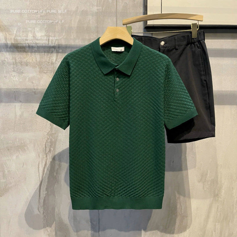 Men's Plaid Ice-Silk Polo