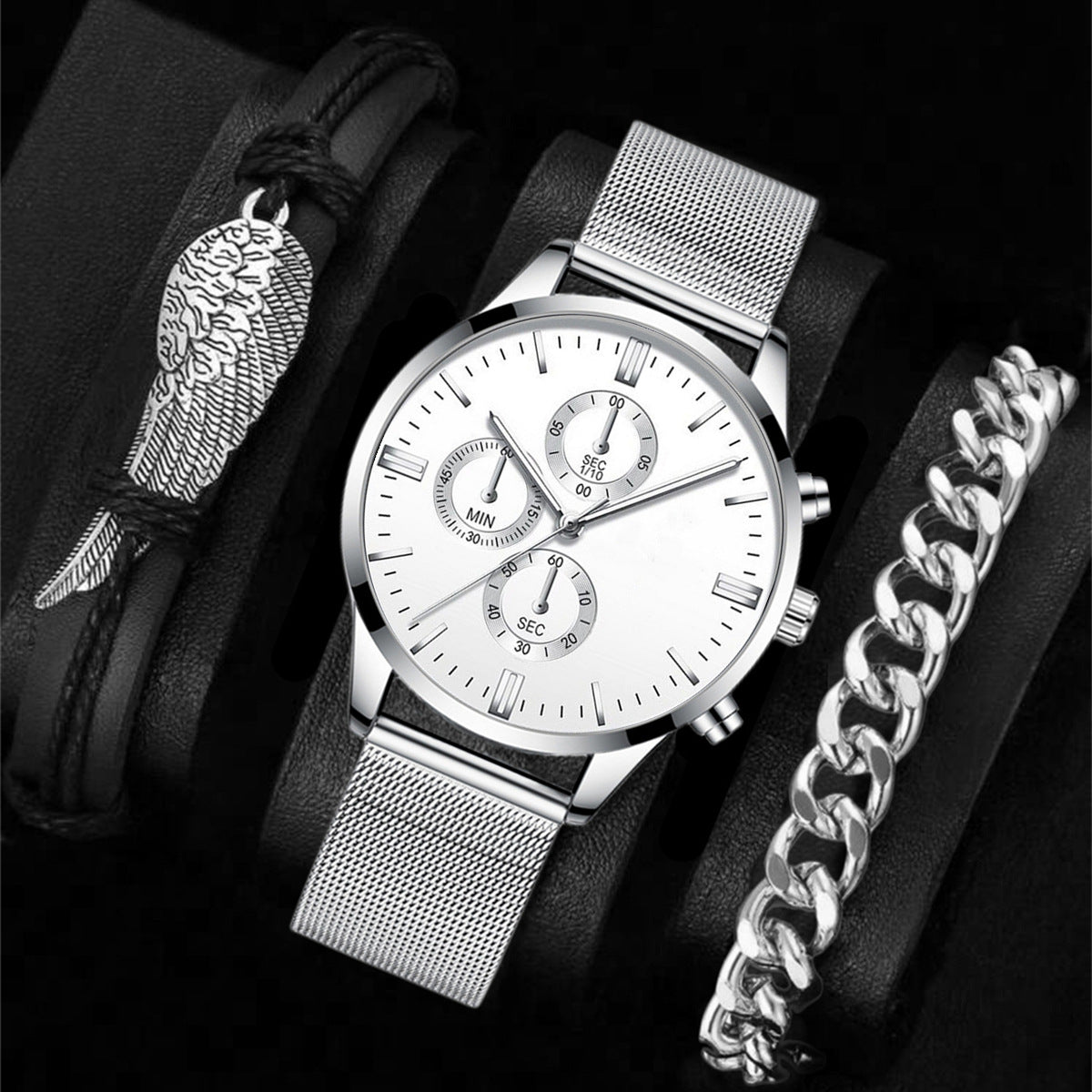 Men's Watch Bracelet & Belt Set