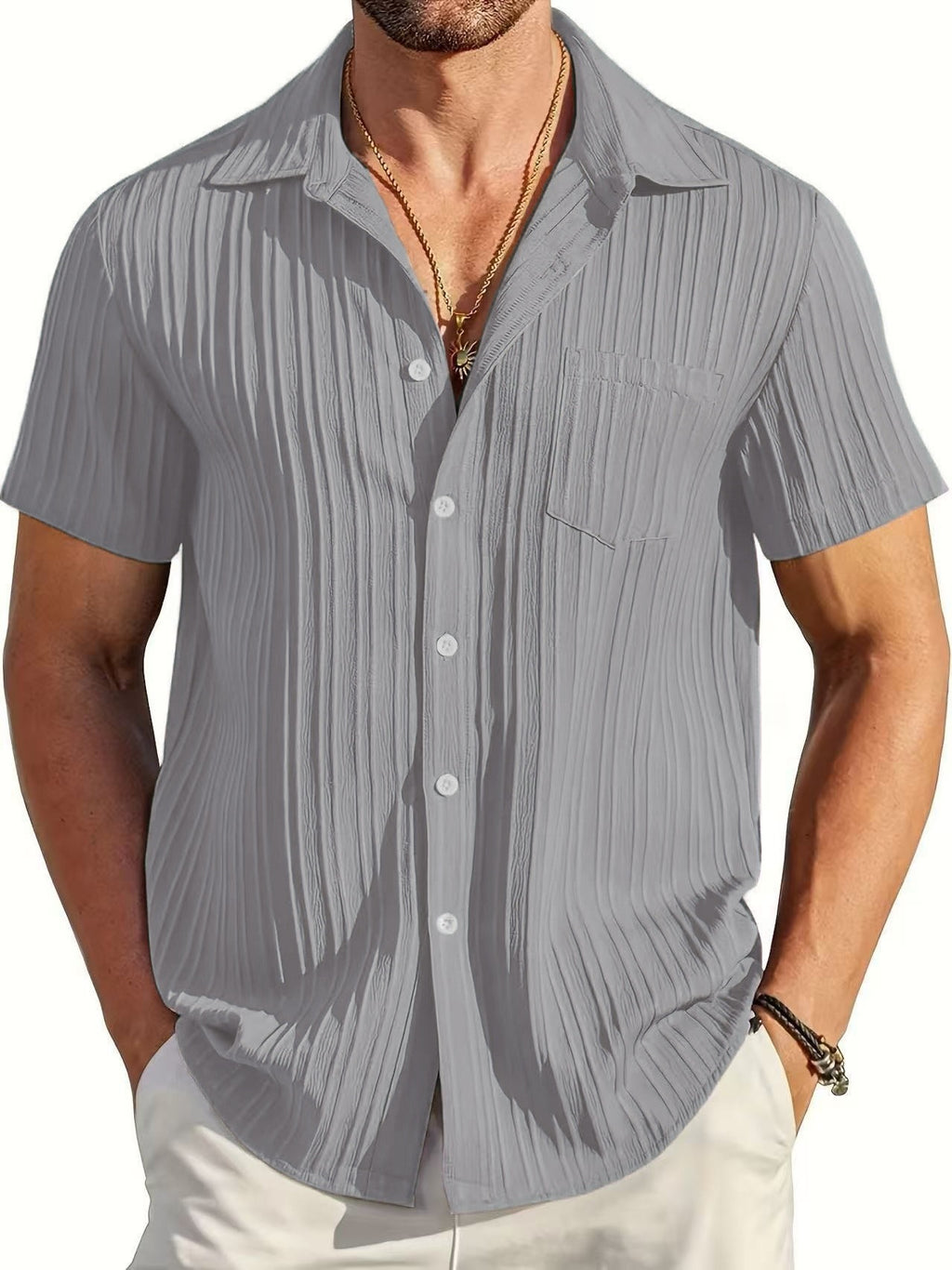 Men's Striped Short-Sleeve Shirt