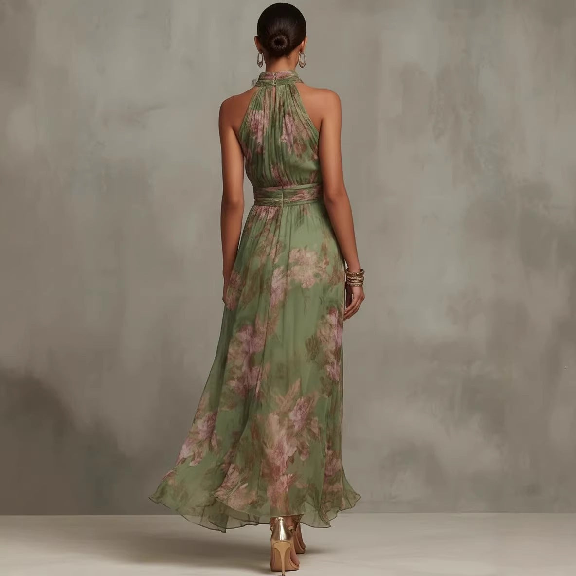 Pleated Mesh Slip Dress