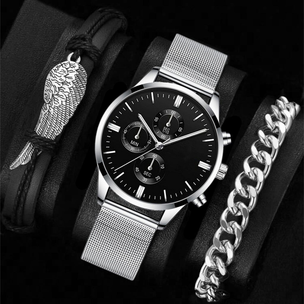 Men's Watch Bracelet & Belt Set
