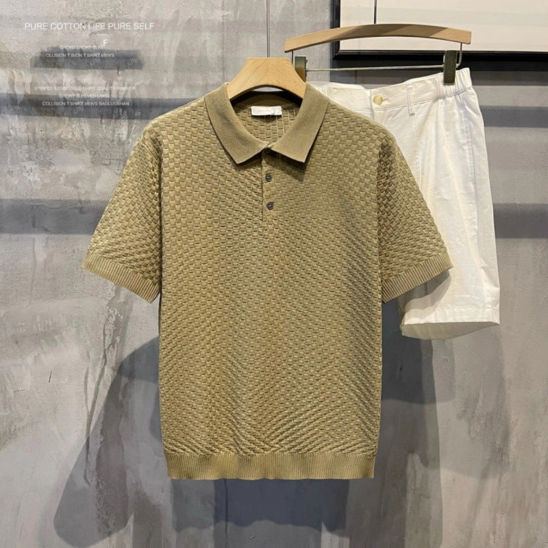 Men's Plaid Ice-Silk Polo