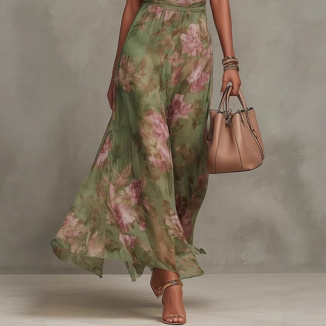 Pleated Mesh Slip Dress