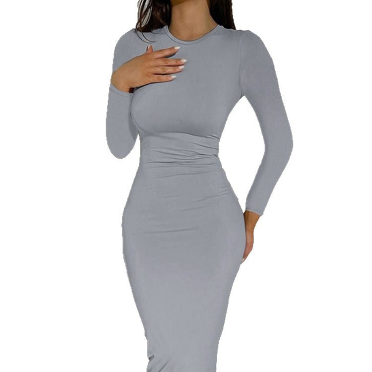 Round-Neck Slim Dress