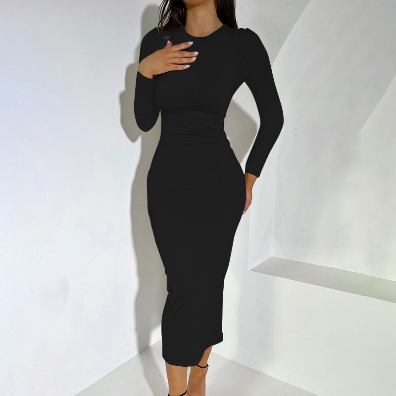 Round-Neck Slim Dress
